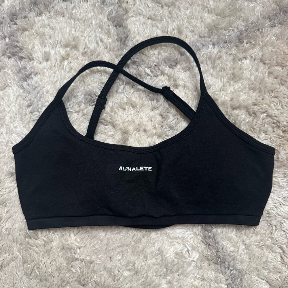 Alphalete Black Sports Bra with Cross Straps